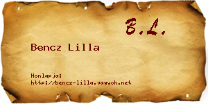Bencz Lilla névjegykártya